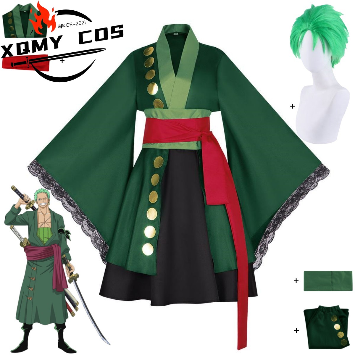 Anime Zoro Cosplay Female - XqAnime Roronoa Zoro Косплей Костюм Wano