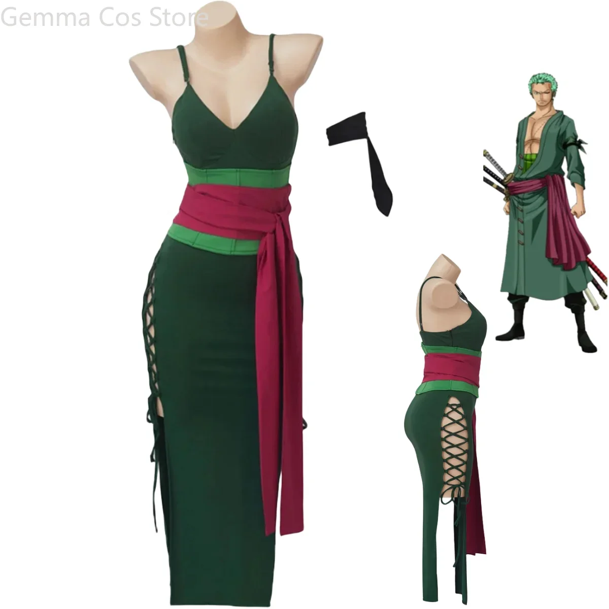 Anime Zoro Cosplay Female - Аниме Ророноа Зоро косплей костюм женская