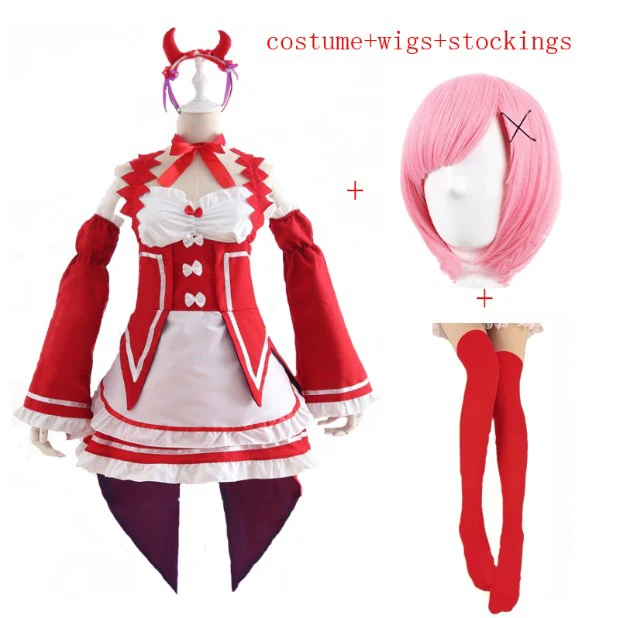Re Zero Rem Wig - 2026Rem Костюмы для косплея горничной Лолиты,